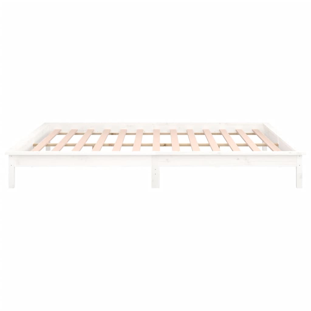 vidaXL Rama łóżka z LED, biała, 120x200 cm, lite drewno