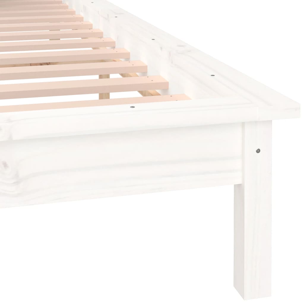 vidaXL Rama łóżka z LED, biała, 120x200 cm, lite drewno