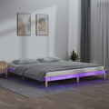 vidaXL Rama łóżka z LED, 140x200 cm, lite drewno