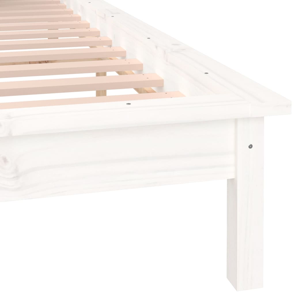 vidaXL Rama łóżka z LED, biała, 140x200 cm, lite drewno