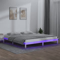 vidaXL Rama łóżka z LED, biała, 140x200 cm, lite drewno