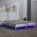 vidaXL Rama łóżka z LED, biała, 160x200 cm, lite drewno