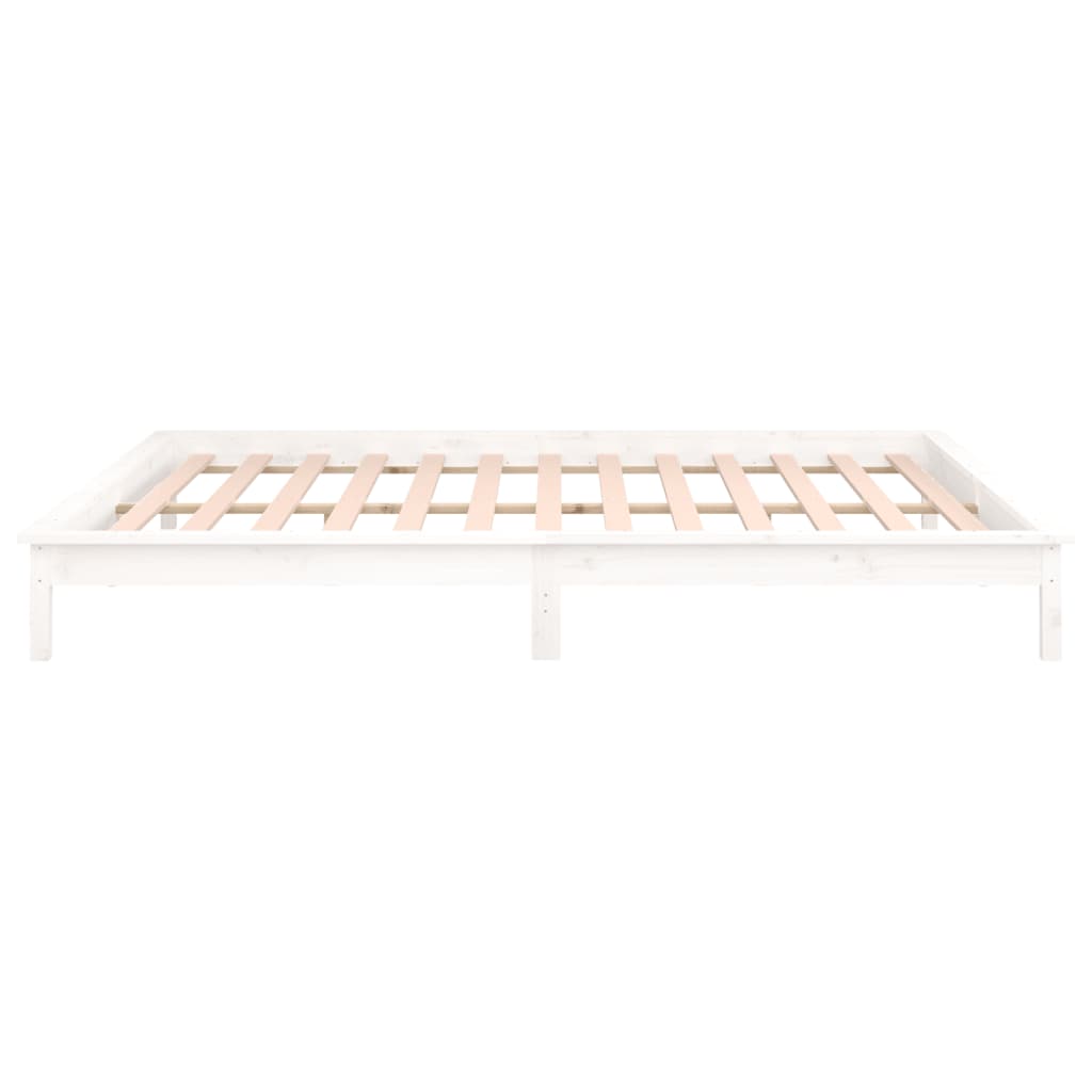 vidaXL Rama łóżka z LED, biała, 180x200 cm, Super King, lite drewno