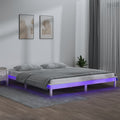 vidaXL Rama łóżka z LED, biała, 180x200 cm, Super King, lite drewno