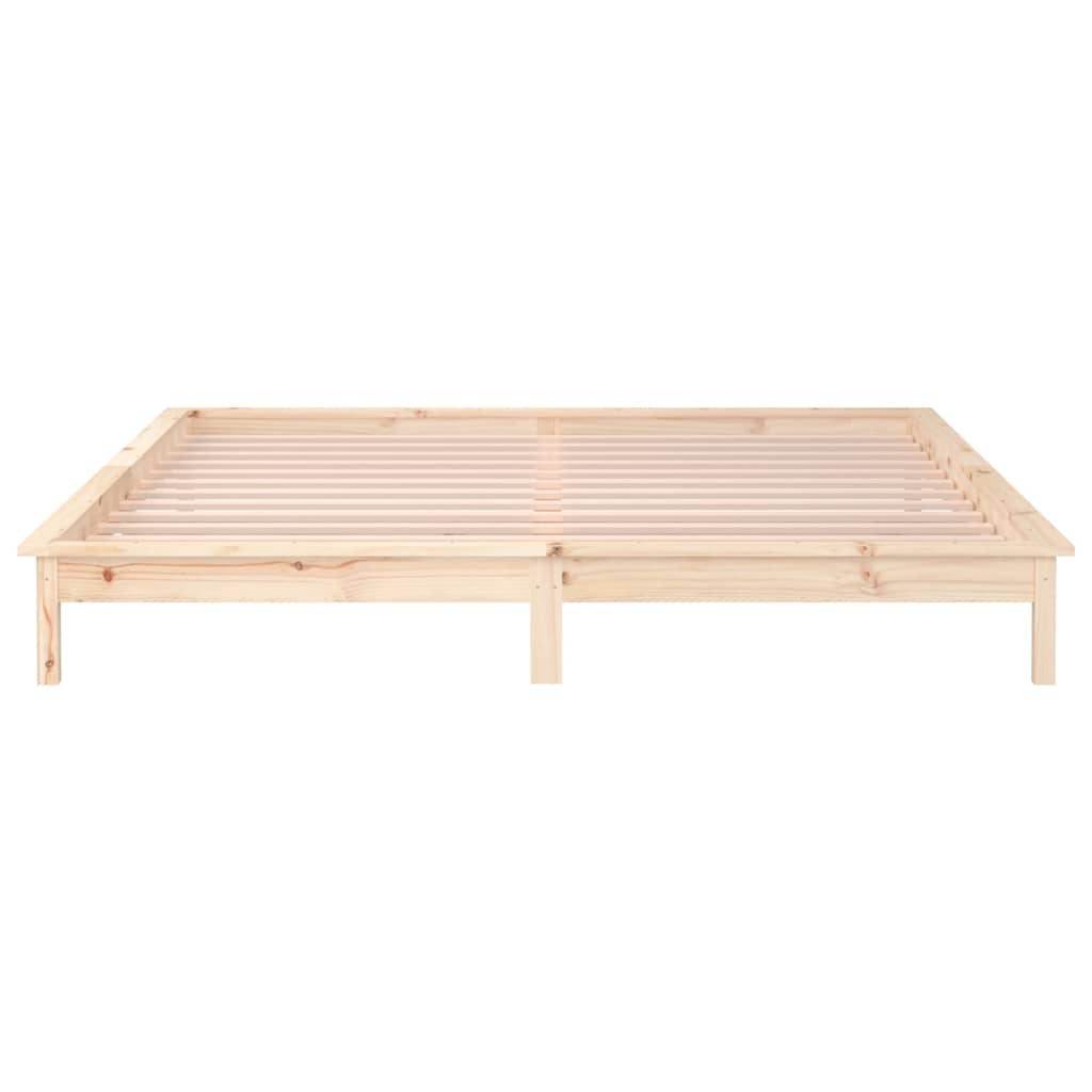 vidaXL Rama łóżka z LED, 200x200 cm, lite drewno