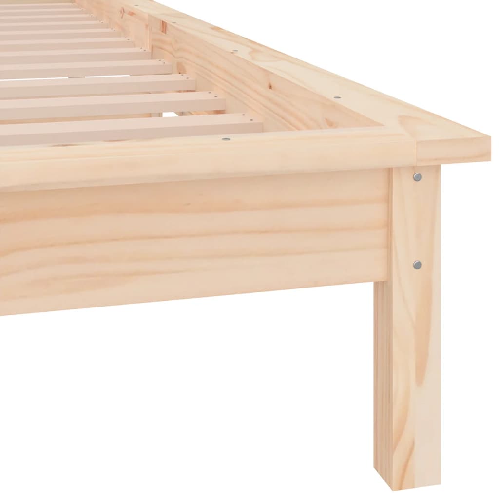 vidaXL Rama łóżka z LED, 75x190 cm, pojedyncza, lite drewno