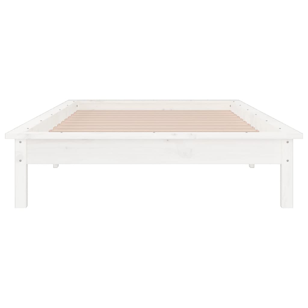 vidaXL Rama łóżka z LED, biała, 75x190 cm, pojedyncza, lite drewno