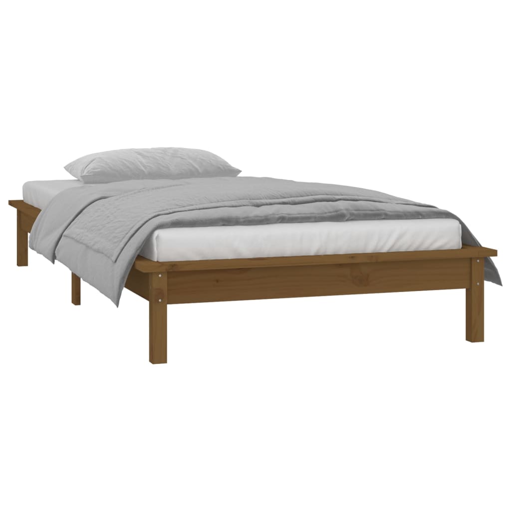 vidaXL Rama łóżka z LED, miodowy brąz 75x190 cm, pojedyncza, drewniana