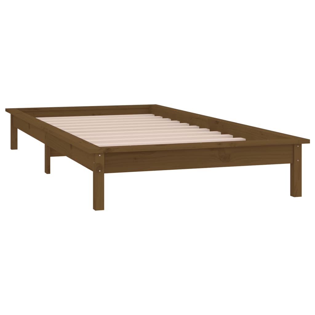 vidaXL Rama łóżka z LED, miodowy brąz 75x190 cm, pojedyncza, drewniana
