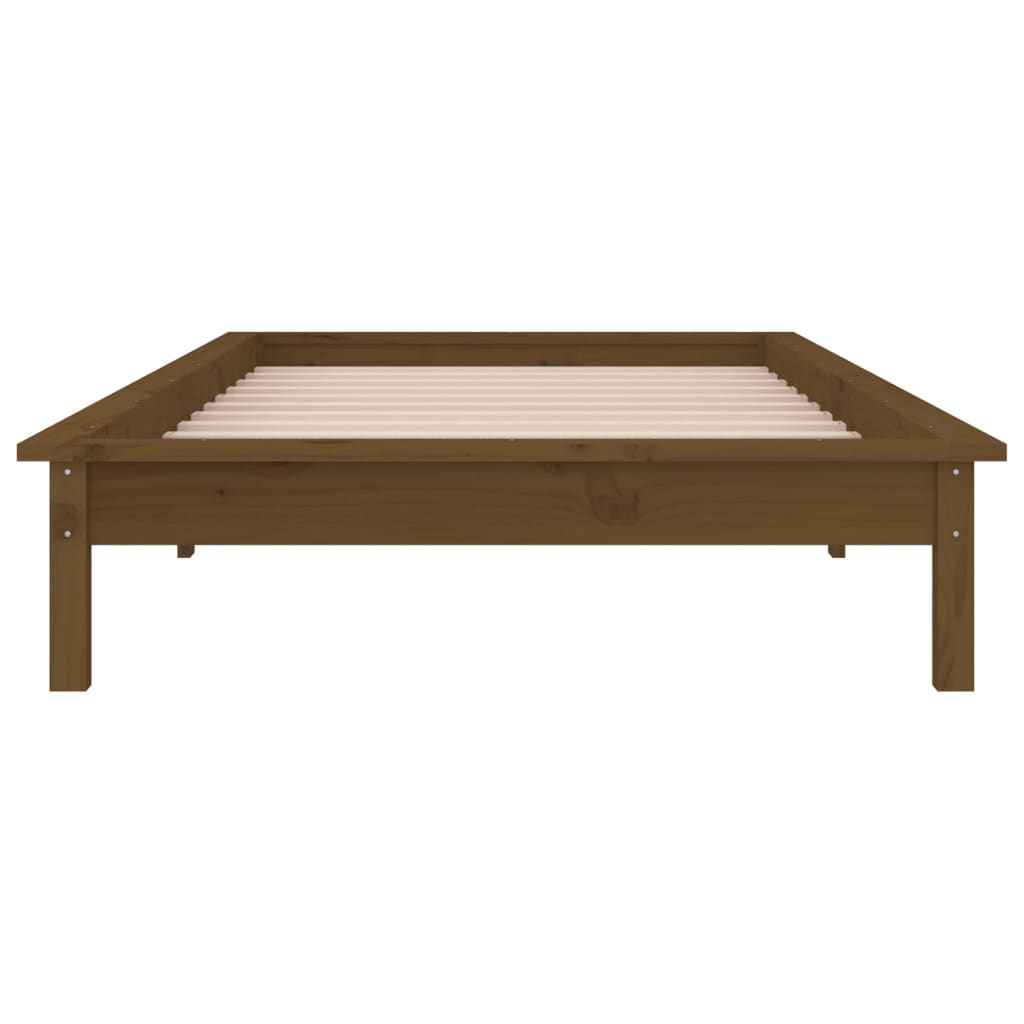 vidaXL Rama łóżka z LED, miodowy brąz 75x190 cm, pojedyncza, drewniana