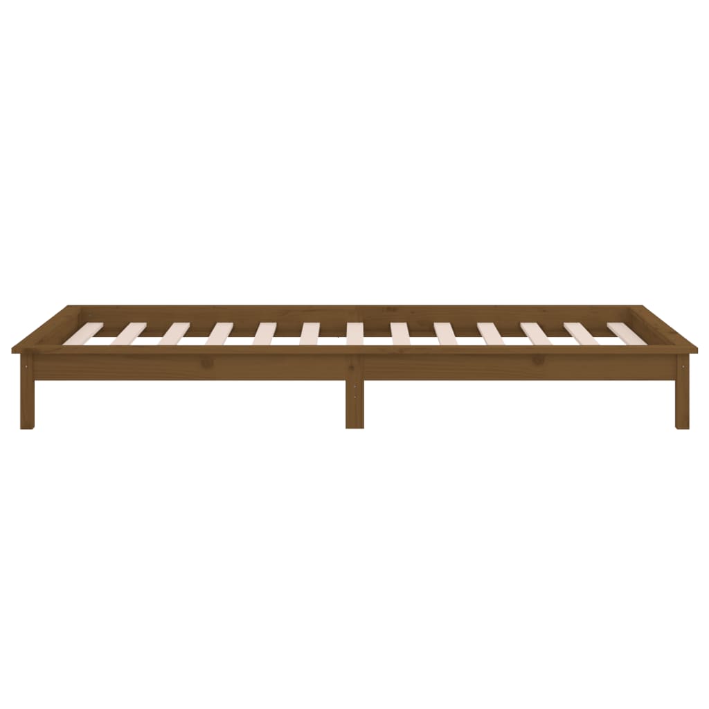 vidaXL Rama łóżka z LED, miodowy brąz 75x190 cm, pojedyncza, drewniana