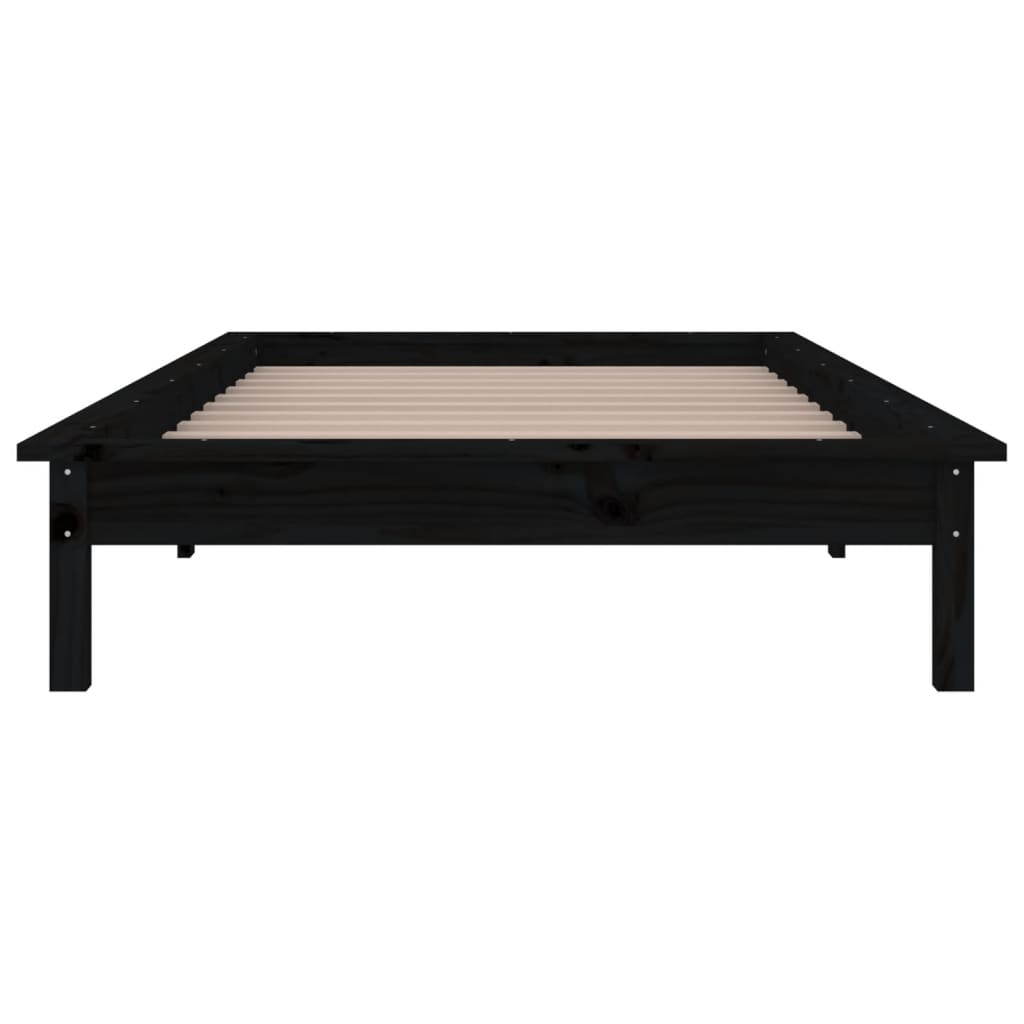 vidaXL Rama łóżka z LED, czarna, 75x190 cm, pojedyncza, lite drewno