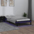 vidaXL Rama łóżka z LED, czarna, 75x190 cm, pojedyncza, lite drewno