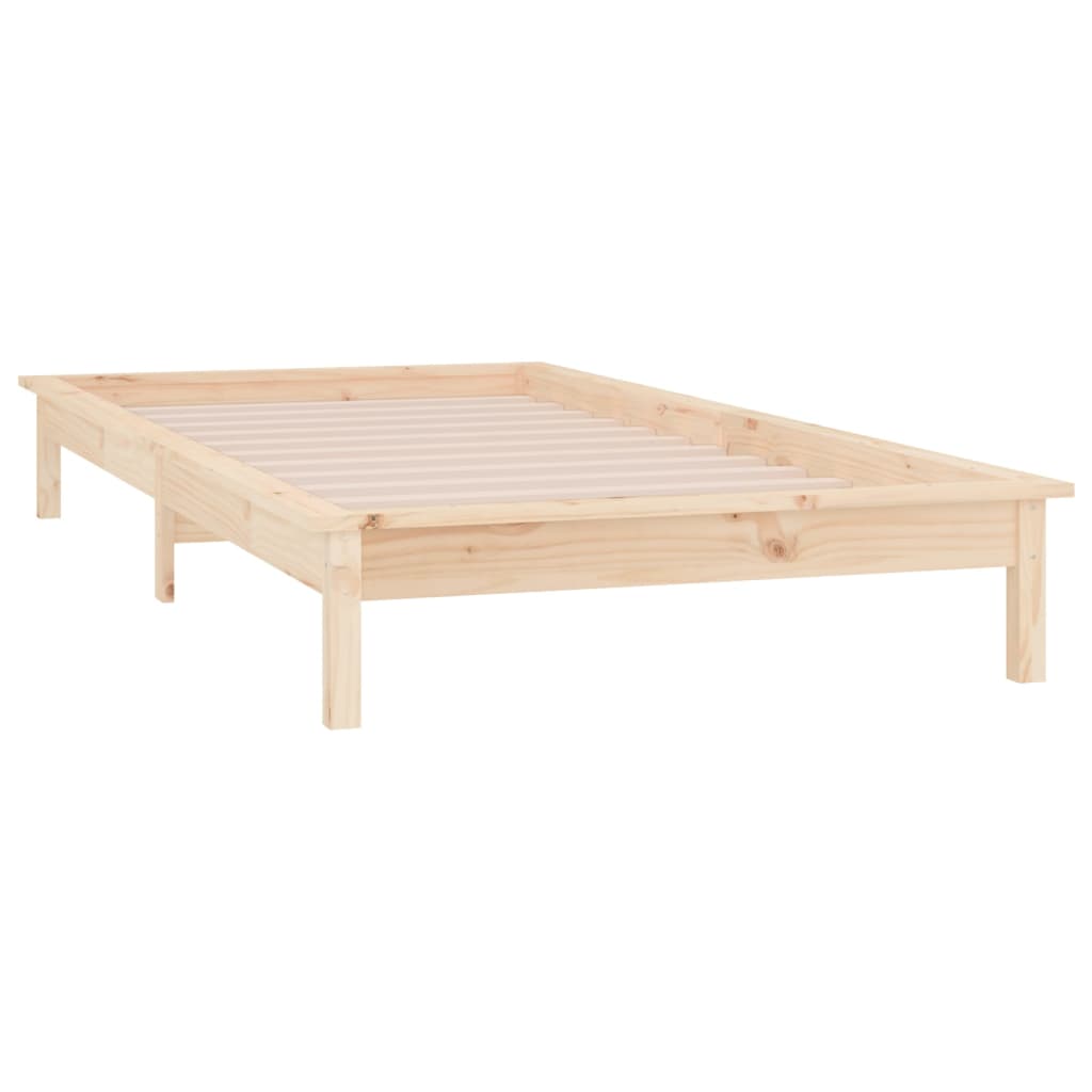 vidaXL Rama łóżka z LED, 90x190 cm, pojedyncza, lite drewno