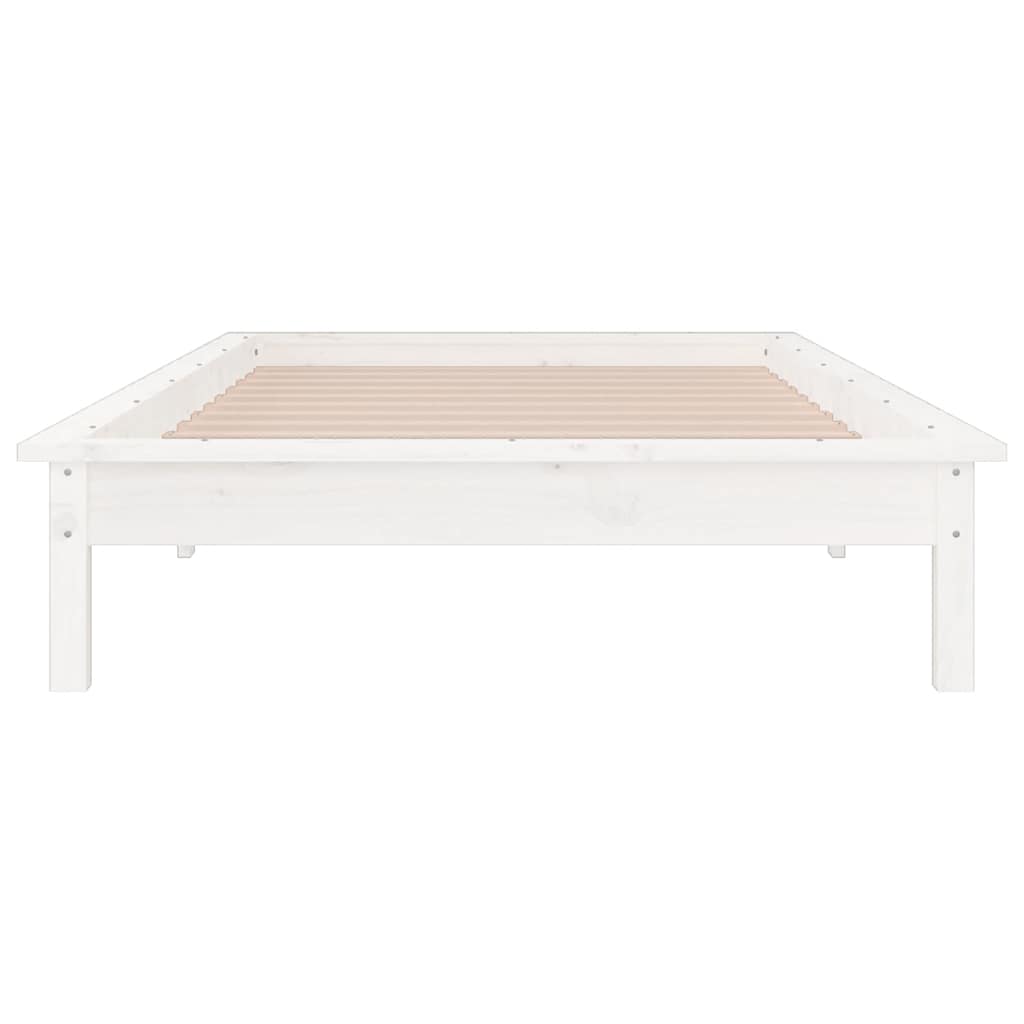 vidaXL Rama łóżka z LED, biała, 90x190 cm, pojedyncza, lite drewno