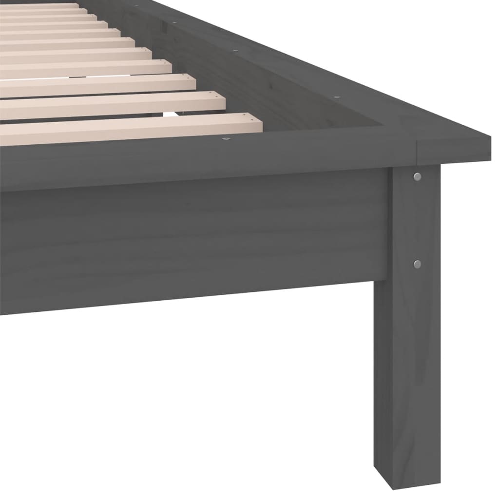 vidaXL Rama łóżka z LED, szara, 90x190 cm, pojedyncza, lite drewno