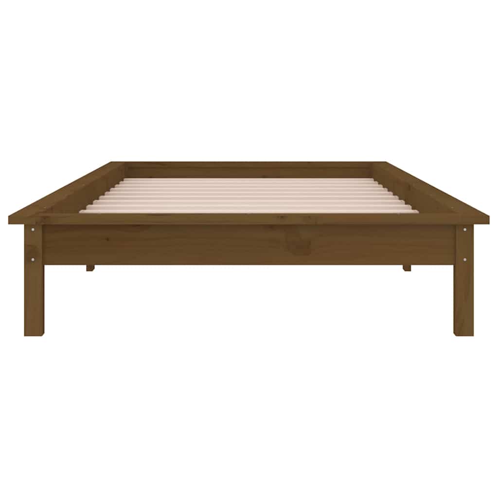 vidaXL Rama łóżka z LED, miodowy brąz, 90x190 cm, lite drewno