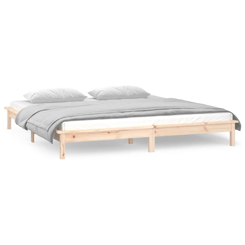 vidaXL Rama łóżka z LED, 120x190 cm, podwójna, lite drewno
