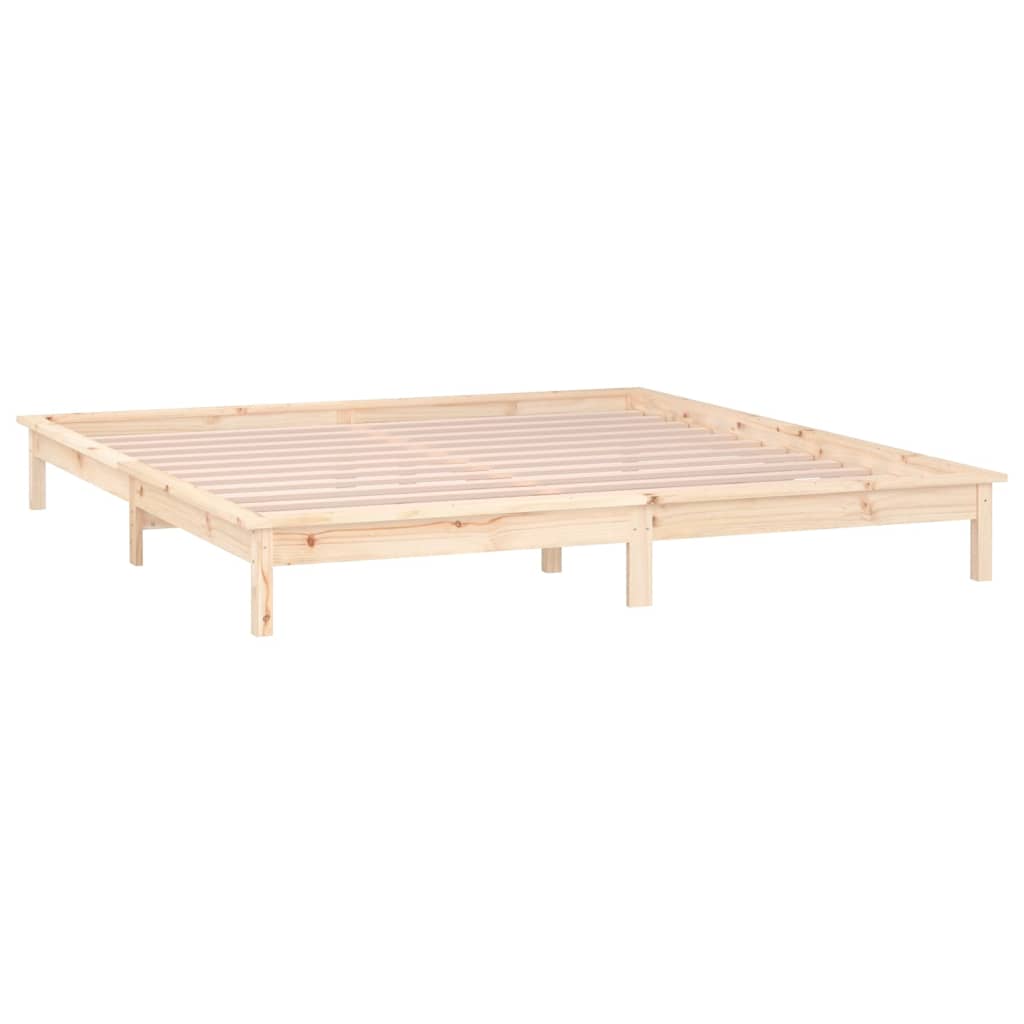 vidaXL Rama łóżka z LED, 120x190 cm, podwójna, lite drewno