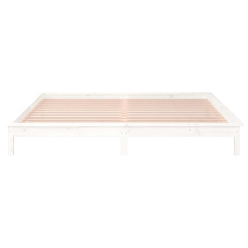 vidaXL Rama łóżka z LED, biała, 120x190 cm, podwójna, lite drewno