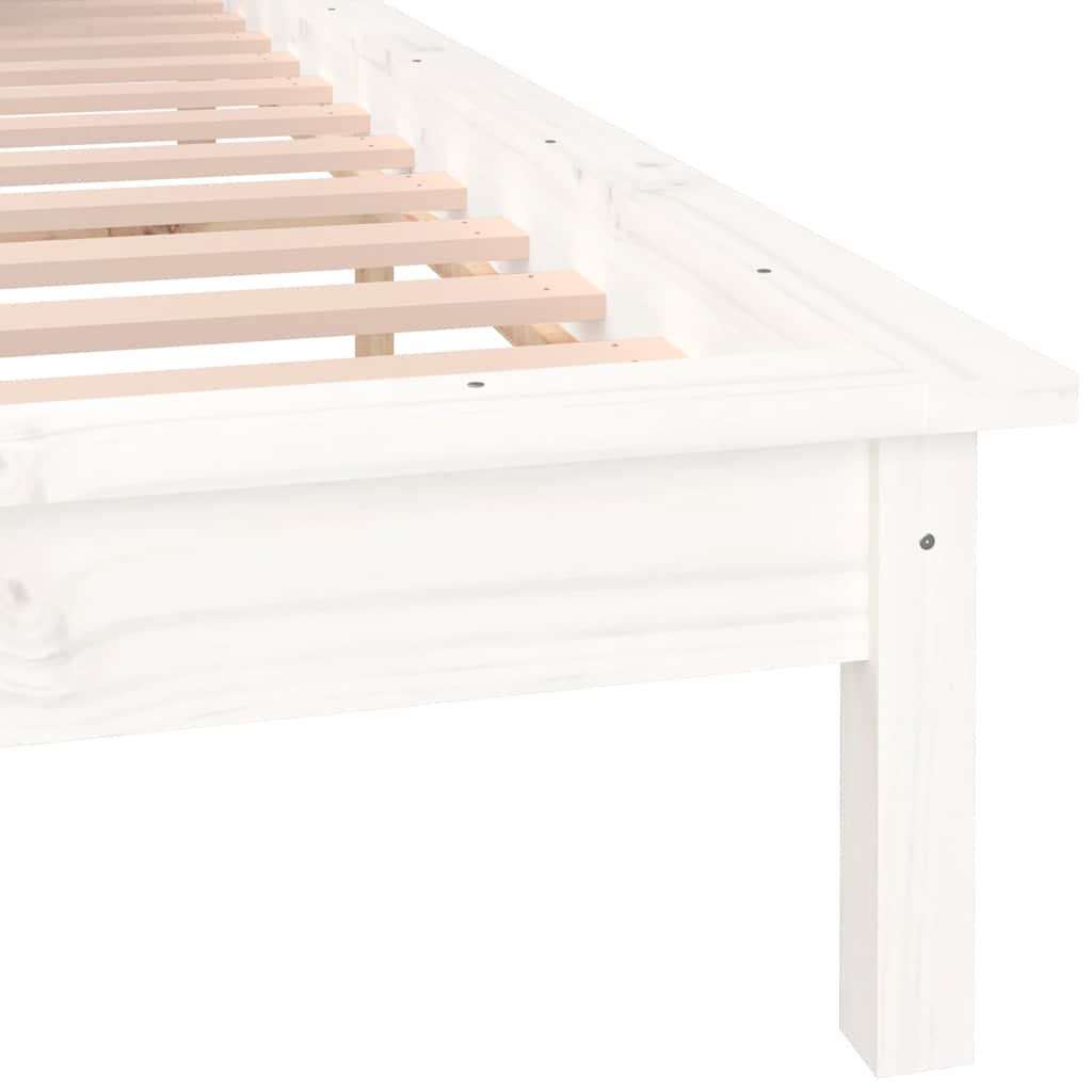 vidaXL Rama łóżka z LED, biała, 120x190 cm, podwójna, lite drewno