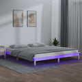vidaXL Rama łóżka z LED, biała, 120x190 cm, podwójna, lite drewno