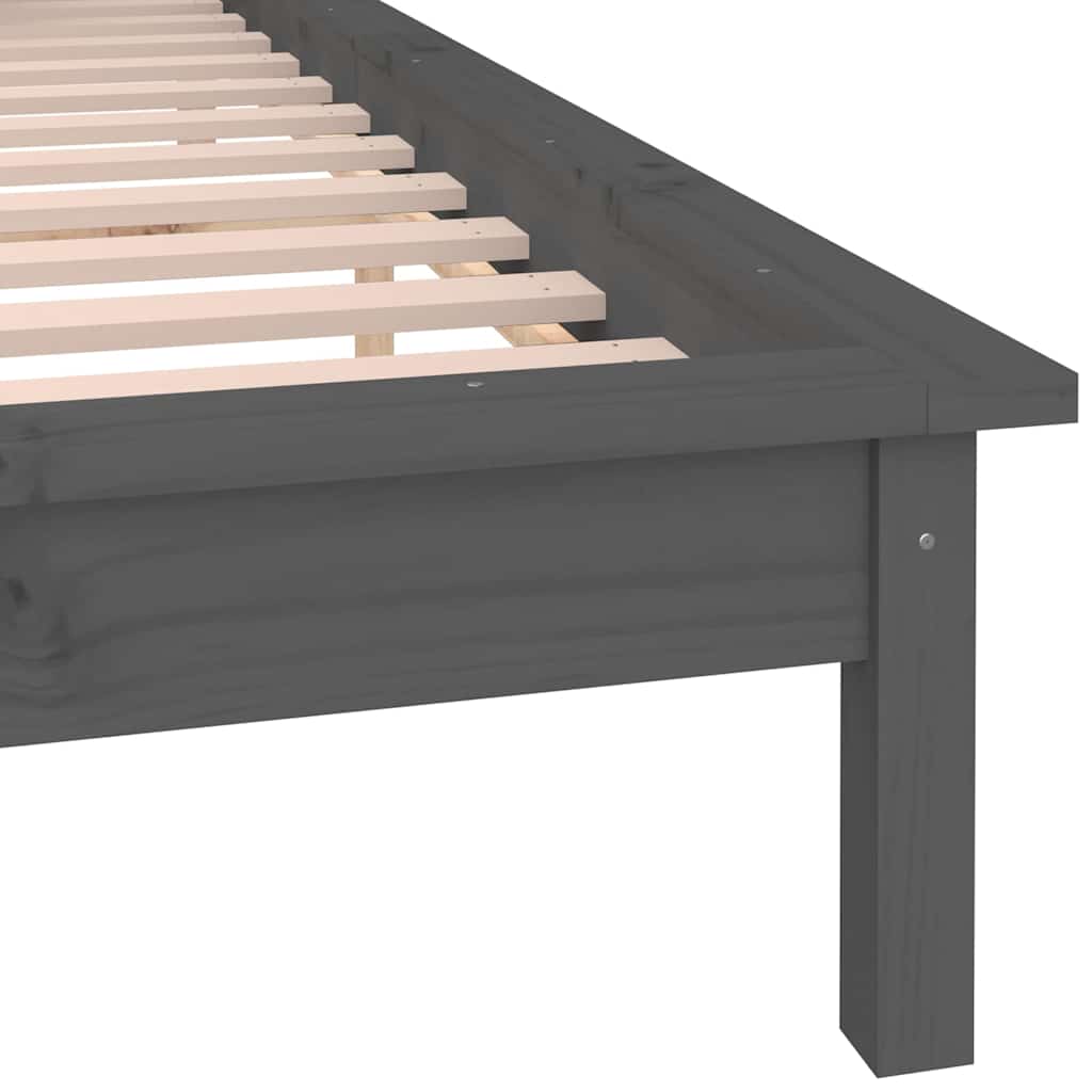 vidaXL Rama łóżka z LED, szara, 120x190 cm, podwójna, lite drewno
