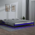 vidaXL Rama łóżka z LED, szara, 120x190 cm, podwójna, lite drewno