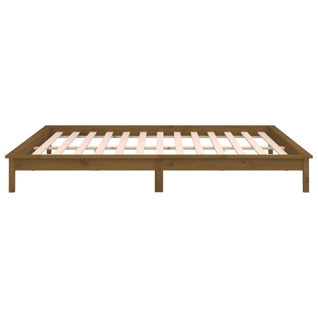vidaXL Rama łóżka z LED, miodowy brąz 120x190 cm podwójna, lite drewno