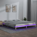 vidaXL Rama łóżka z LED, 140x190 cm, lite drewno