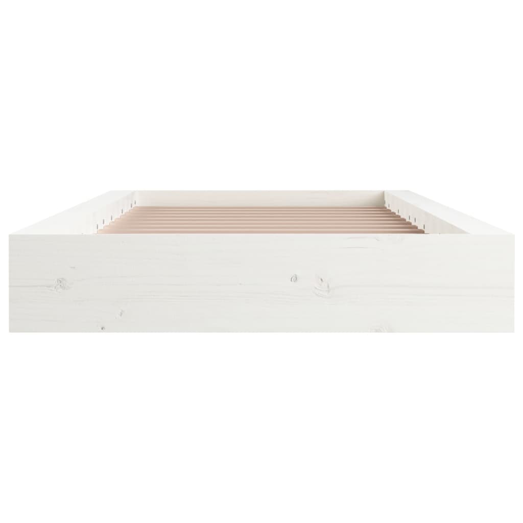 vidaXL Rama łóżka, biała, 75x190 cm, lite drewno