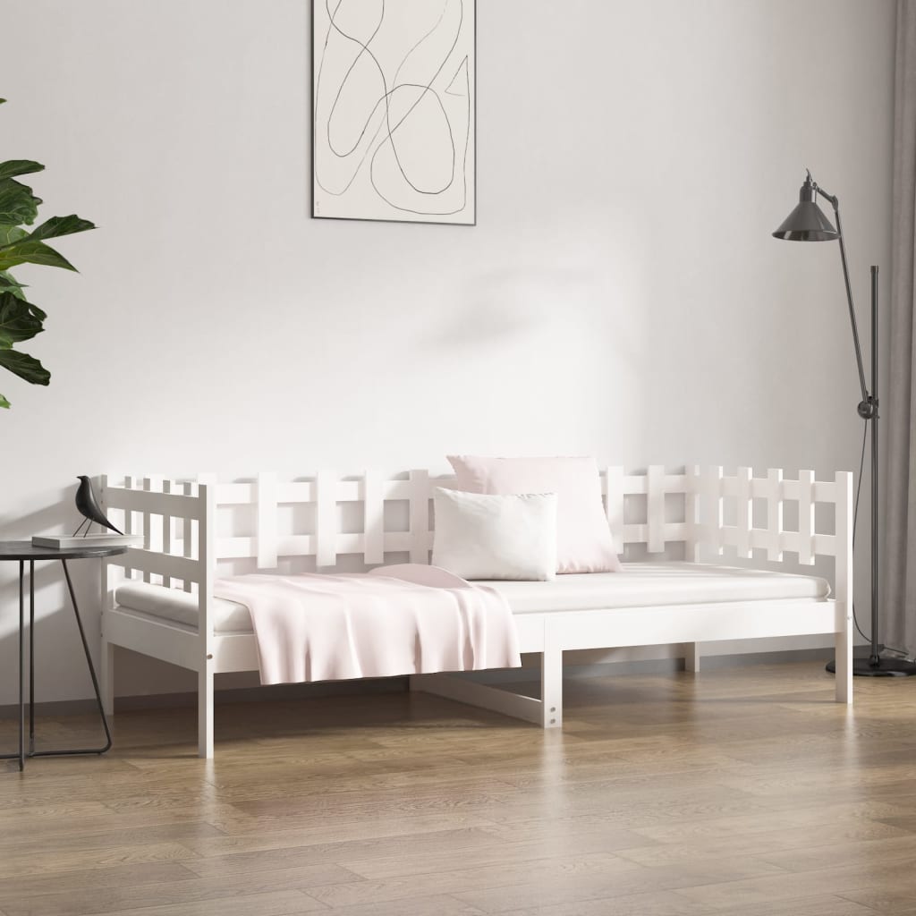 vidaXL Łóżko dzienne bez materaca, białe, 80x200 cm, drewno sosnowe