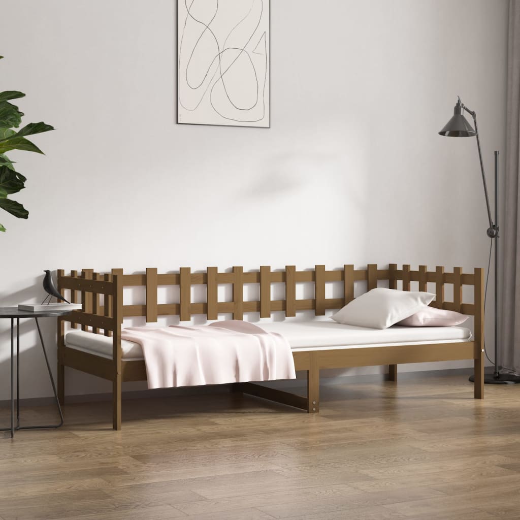 vidaXL Łóżko dzienne, brązowe, 80x200 cm, lite drewno sosnowe