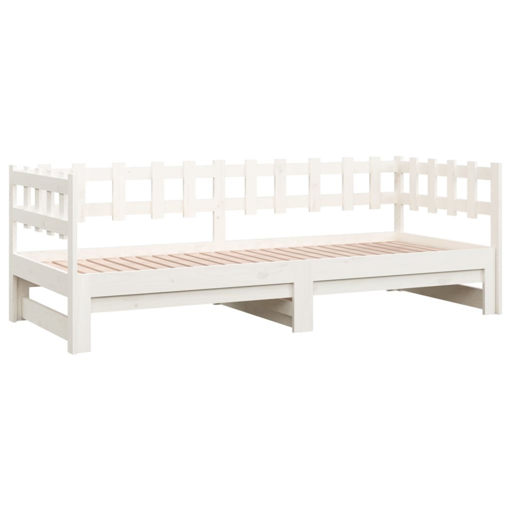 vidaXL Łóżko rozsuwane, białe, 2x(80x200) cm, lite drewno sosnowe