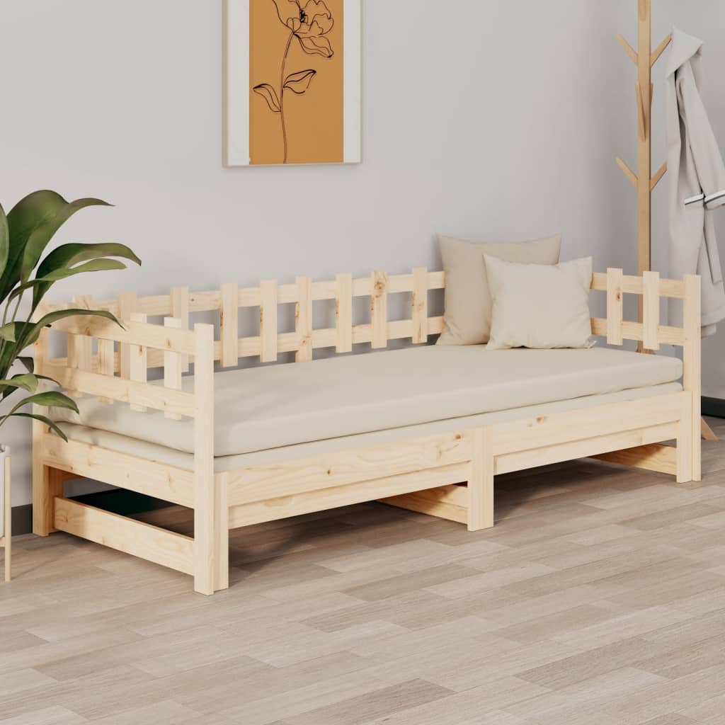 vidaXL Łóżko rozsuwane, 2x(90x200) cm, lite drewno sosnowe