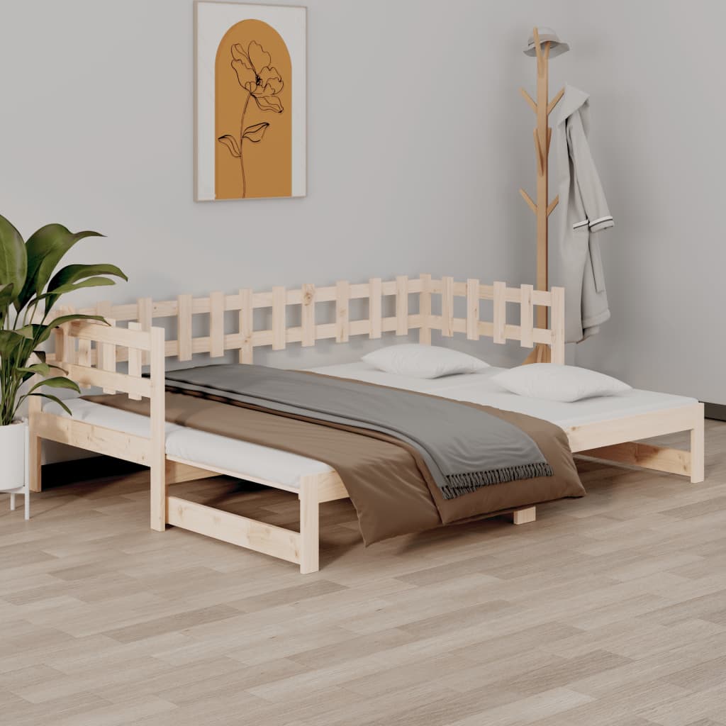 vidaXL Łóżko rozsuwane, 2x(90x200) cm, lite drewno sosnowe