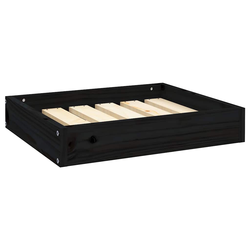 vidaXL Legowisko dla psa, czarne, 51,5x44x9 cm, lite drewno sosnowe