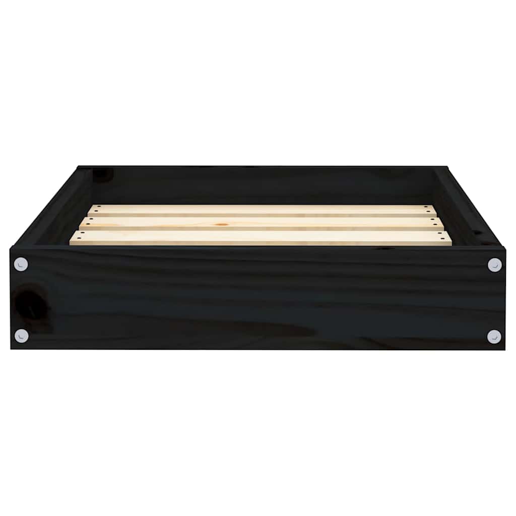 vidaXL Legowisko dla psa, czarne, 51,5x44x9 cm, lite drewno sosnowe