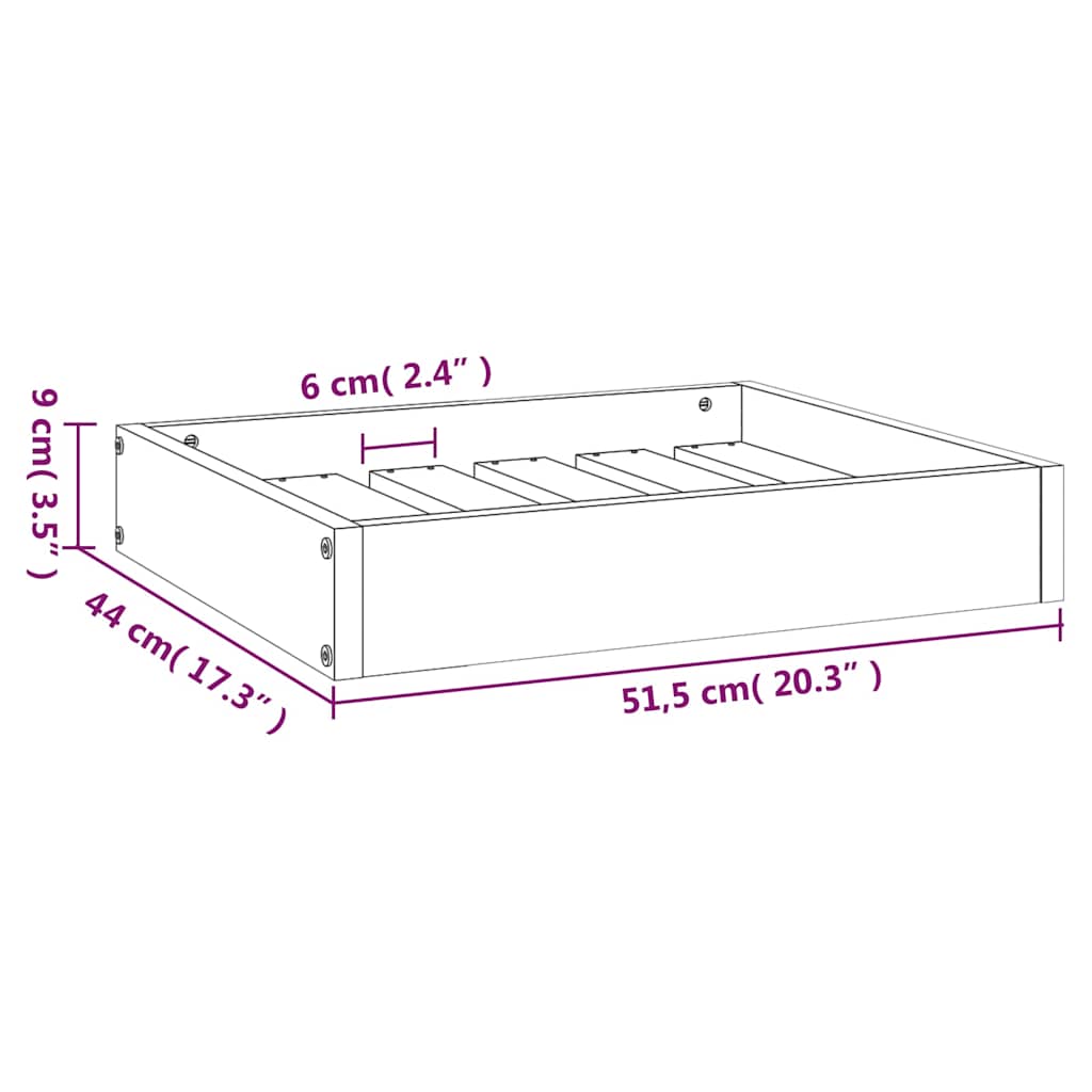 vidaXL Legowisko dla psa, czarne, 51,5x44x9 cm, lite drewno sosnowe