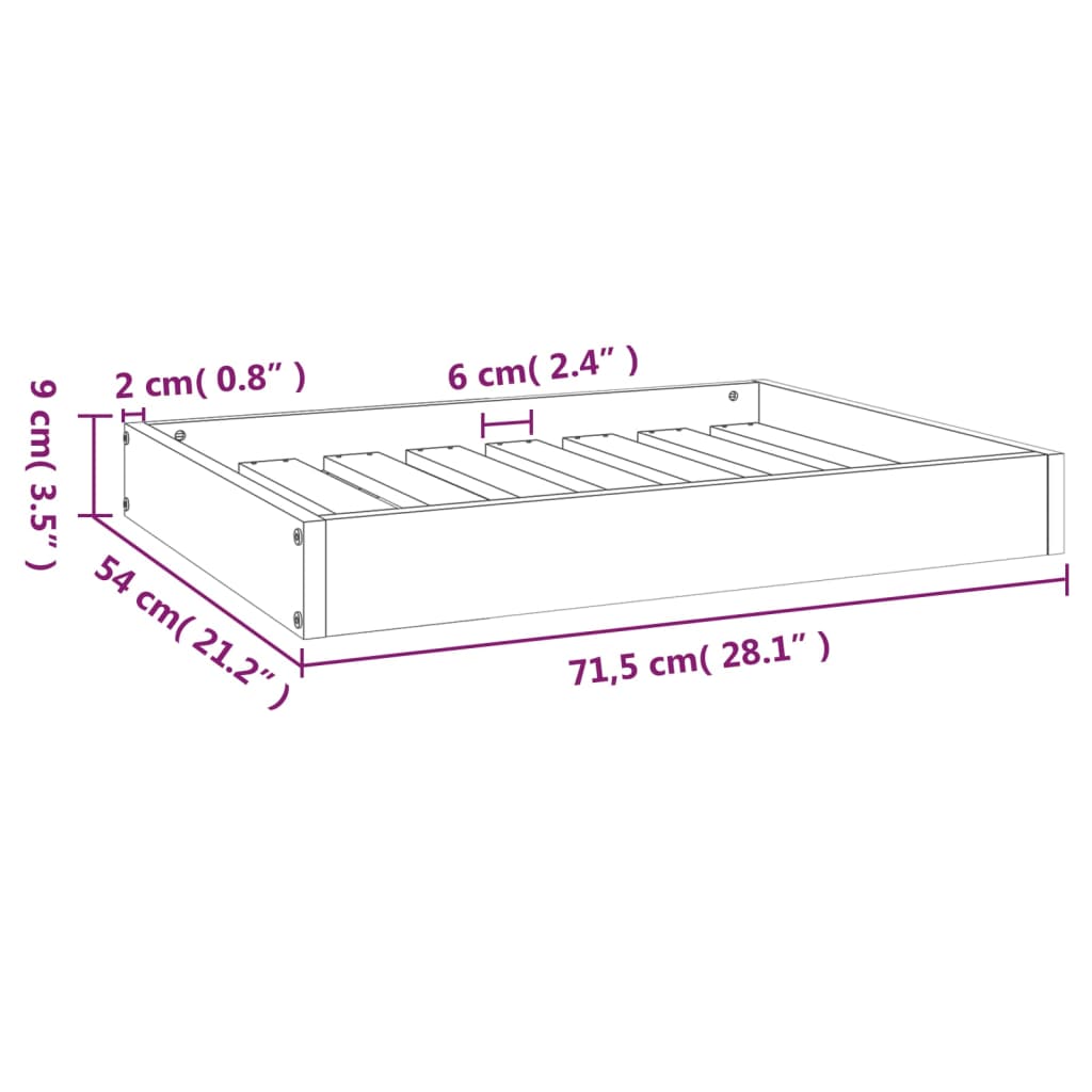 vidaXL Legowisko dla psa, białe, 71,5x54x9 cm, lite drewno sosnowe