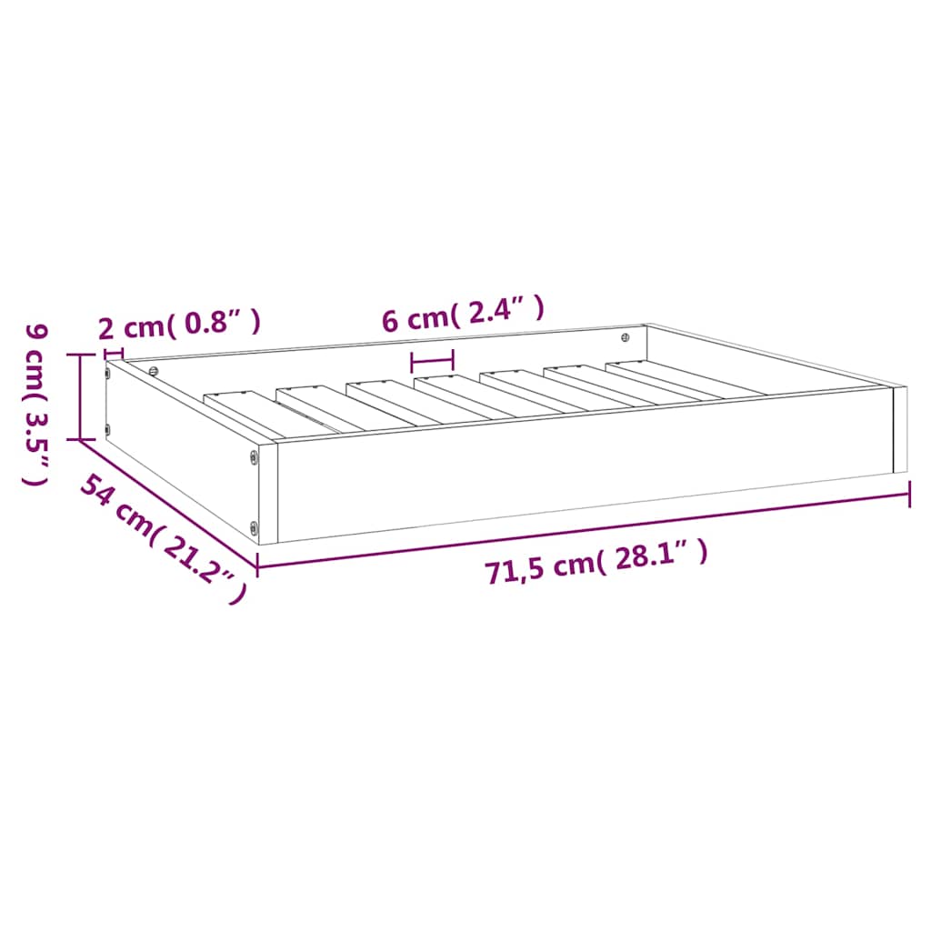 vidaXL Legowisko dla psa, czarne, 71,5x54x9 cm, lite drewno sosnowe
