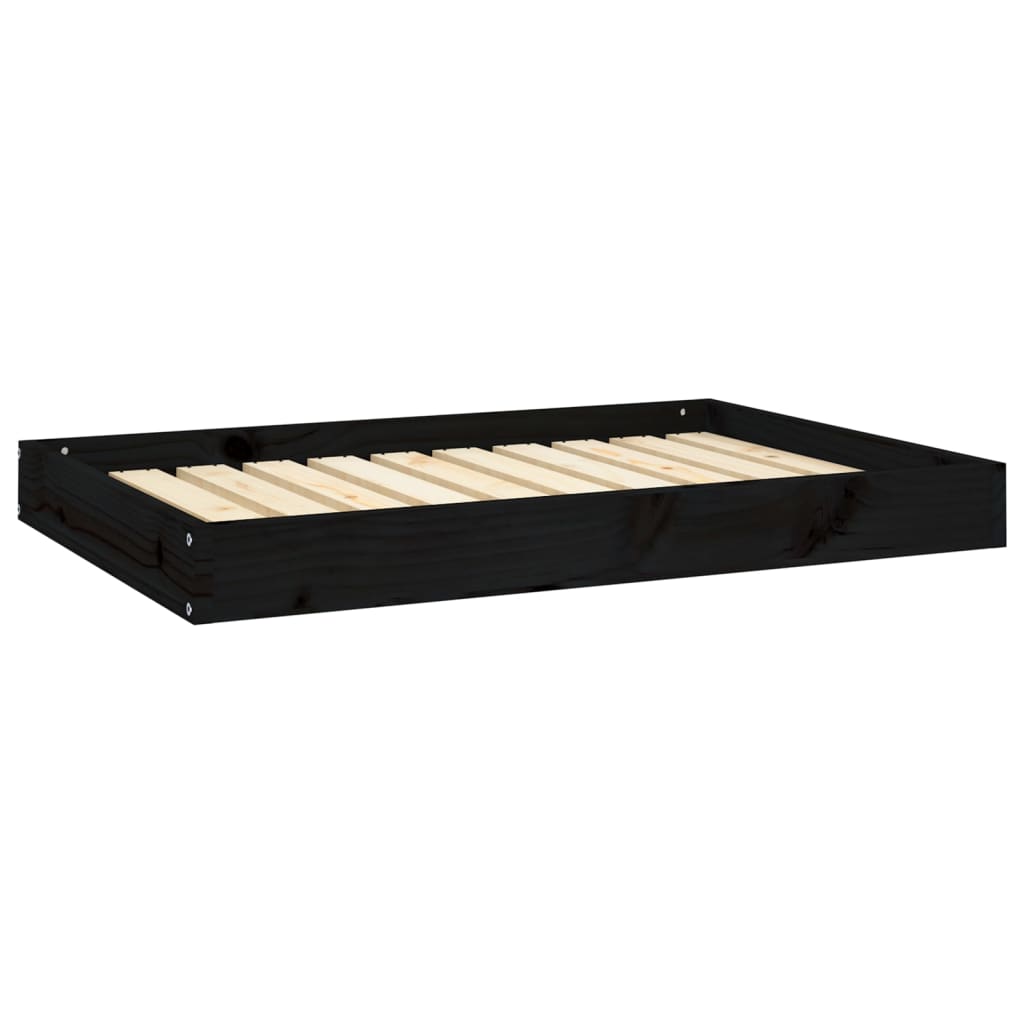 vidaXL Legowisko dla psa, czarne, 91,5x64x9 cm, lite drewno sosnowe