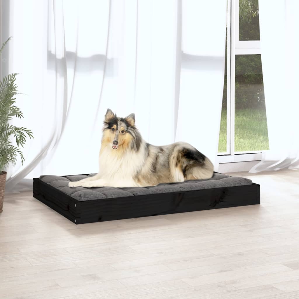 vidaXL Legowisko dla psa, czarne, 91,5x64x9 cm, lite drewno sosnowe