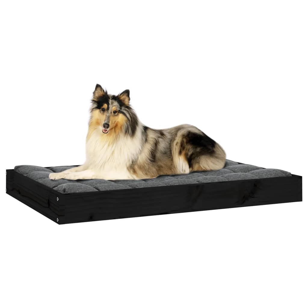 vidaXL Legowisko dla psa, czarne, 91,5x64x9 cm, lite drewno sosnowe