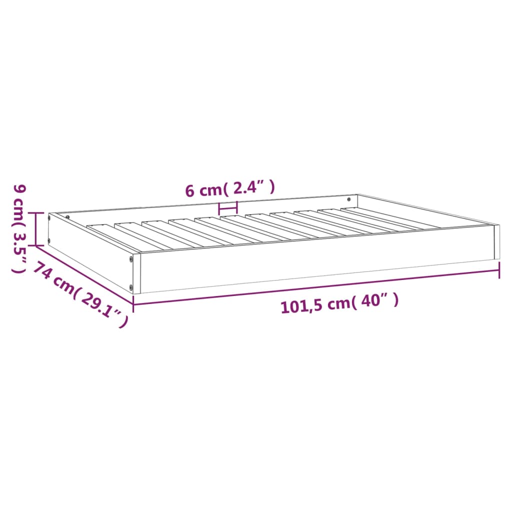 vidaXL Legowisko dla psa, białe, 101,5x74x9 cm, lite drewno sosnowe