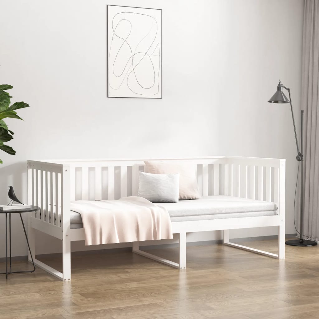 vidaXL Łóżko dzienne bez materaca, białe, 90x200 cm, drewno sosnowe
