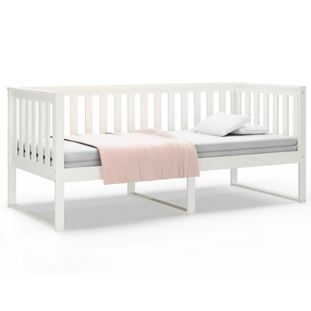 vidaXL Łóżko dzienne bez materaca białe 100x200 cm lite drewno sosnowe