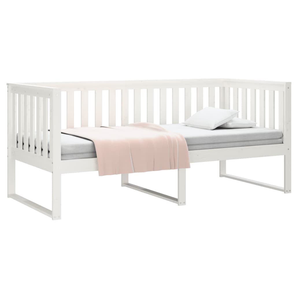 vidaXL Łóżko dzienne bez materaca białe 100x200 cm lite drewno sosnowe