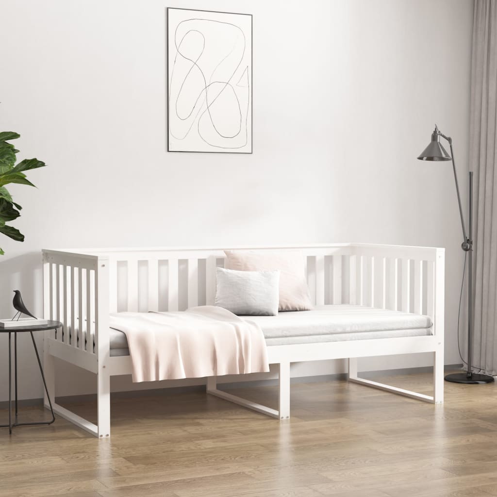 vidaXL Łóżko dzienne bez materaca białe 100x200 cm lite drewno sosnowe