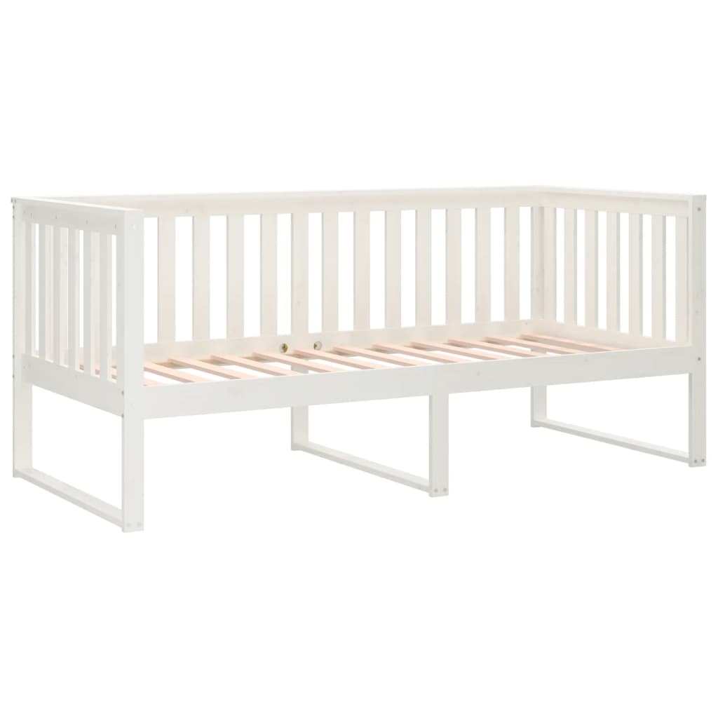 vidaXL Łóżko dzienne bez materaca białe 100x200 cm lite drewno sosnowe